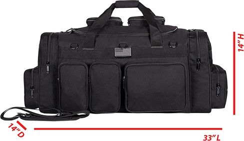 K-Cliffs Tactical Range Duffel Heavy Duty Large Gear Duffle Durable Quality Travel Sports Gym Equipment Bag Military Molle with Lockable Zippers with US Flag Patch 33 Inch Black in Saudi Arabia