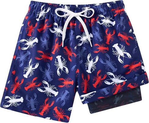 Boys Swim Trunks with Compression Liner Swimming Shorts Quick Dry Bathing Suit for 7-20 Years in Saudi Arabia