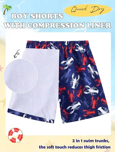 Boys Swim Trunks with Compression Liner Swimming Shorts Quick Dry Bathing Suit for 7-20 Years in Saudi Arabia