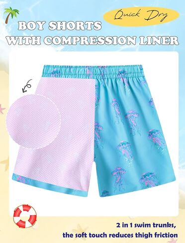 Boys Swim Trunks with Compression Liner Swimming Shorts Quick Dry Bathing Suit for 7-20 Years in Saudi Arabia
