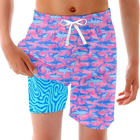 Boys Swim Trunks with Compression Liner Swimming Shorts Quick Dry Bathing Suit for 7-20 Years in Kuwait