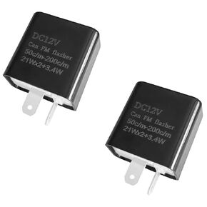 12V Speed Adjustable 2 Pin Direct Replacement Compatible LED Electronic Flasher Relay fix CAR and Motorcycle Turn Signal & Hazard Warn Hyper Flash Relay (Black,2pcs)