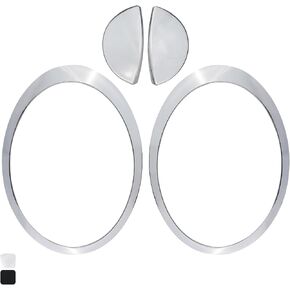 Headlight Trim Ring with Headlight Washer Cover Flap Compatible with MINI Cooper R55 R56 R57 R58 R59 2007-2015 Replaces 61672752559 61672752560 Headlamp Bezel Chrome 1Pair