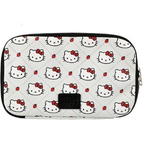 Bioworld Hello Kitty Character Face Diamond Pattern Light Gray 9.8" Zip-Around Travel Organizer