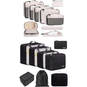 BAGAIL 8 Set Packing Cubes and 9 Set Luggage Packing Organizers