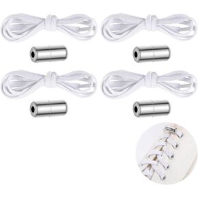 4 أزواج من أربطة الأحذية بدون أربطة، أربطة أحذية مرنة بيضاء مقاس 1/4 بوصة مع قفل أربطة للأحذية الرياضية، أربطة أحذية قابلة للتمدد بدون أربطة للأطفال والبالغين in Kuwait