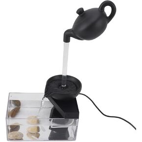 GOWENIC Tabletop Water Fountain with LED Light and Stones, Floating Teapot Water Fountain Ornament, USB 5V Power Supply Waterfall Fountain for Office and Home Decor, GOWENIC7doq9ma4bu