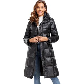 Avilego Long Down Jacket for Women Hooded Long Puffer Coat Duck Down Winter Coat Trendy Parka Jacket 2024