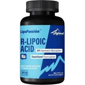 R Lipoic Acid (Na) 300mg per Serving, 120 Capsules, Up to 5X Improved Absorption, Excellent Nutritional Supplement for Healthy Metabolism Support and Antioxidants-1 Bottle