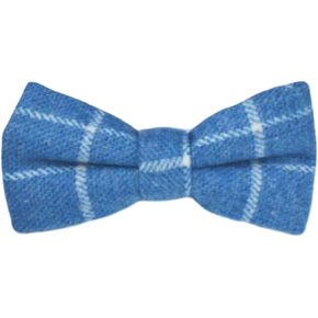 King & Priory Azure Blue Birdseye Check Bow Tie
