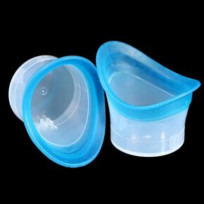 2Pcs Blue and Pink Silicone Eye Wash Cup Kit,Makeup Irritants Removal,Bath Kit Eyelash Lid Care for Tired Dry Eyes,Effective Eye Cleaner Solution with Storage Container,Soothing Tired Eyes,Eye Health