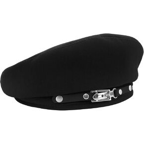 Aivtalk Women Artist Beret Solid Color French Beret Classic Cotton Cap with Metal Decorative Buckle