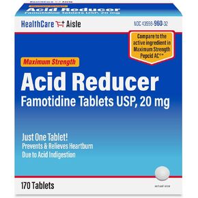 HealthCareAisle Famotidine 20 mg, 170 Tablets, Maximum Strength Acid Reducer, Prevents and Relieves Heartburn Due to Acid Indigestion