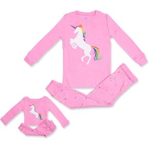 Kids & Toddler Pahamas Matching Doll & Girls Pajamas 100% Cotton Unicorn Pjs Set Fits American Girl