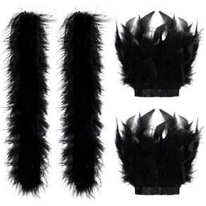 4 Pcs Feather Slap Bracelets for Women Feather Cuff Women Feather Slap Bracelet Wrist Decoration for Carnival, Game Party, Birthday, Halloween Party
