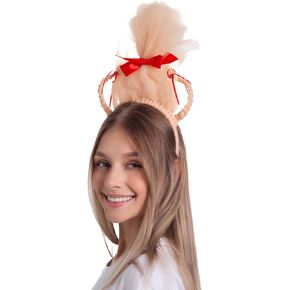 Blonde Pigtails Headband with Red Bow Costume- Adult Womens Teens Cosplay Accessories Christmas Halloween