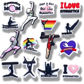 15 Pcs Cartoon Gymnastics Shoe Charms, Shoe Decoration Party Gifts For Boys, Girls, Kids, Women. (15Pcs Gymnastics)
