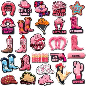 Lovelitlesix Western Cowgirl Cowboy Shoe Charms for Sandals Decoration for Teen Adults Party