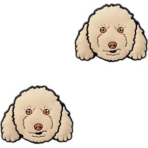Beige Poodle Dog Shoe Charms - Cute Animal Decoration Charms Gift for Boys Kids Teens and Adults - Set of 2