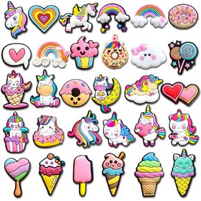 Lovelitlesix Unicorn Rainbows Shoe Charms for Sandals Decoration for Teen Adults Party