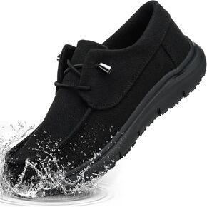 Waterproof Non-Slip Shoes for Men Women丨Lightweight Casual Slip-On Work Loafers丨Food Service Chef Kitchen Restaurant Canvas Shoes