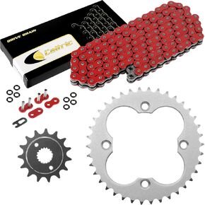 Caltric Red O-Ring Drive Chain & Sprockets Kit Compatible with Honda TRX400EX TRX 400EX Sportrax 400 1999-2004