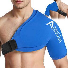 Atsuwell Shoulder Ice Pack Wrap, Shoulder Ice Pack Rotator Cuff Cold Therapy, Gel Ice Pack Shoulder Compression Sleeve for Women Men, Shoulder Cold Pack Sleeve for Pain Relief, Swelling, Recovery