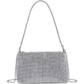 Verdusa Women's Sparkling Rhinestone Evening Bags Purse Bride Wedding Clutch Chain Crossbody Handbags