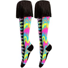 MADMIA Rainbow Tie Dye Socks, Beautiful Knee-High Socks With Custom Made Black Tassels At The Top Of The Socks!