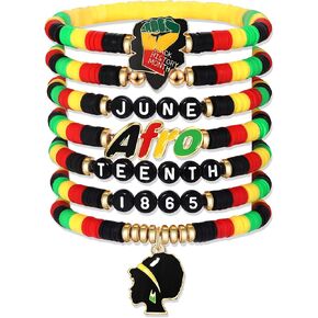 FAERLIIRY Beaded African Bracelets Black Women bracelets Preppy Bracelets Friendship Bracelets Clay Bead Bracelet Africa Map Heart Charm Bracelets Summer Bracelets African Jewelry for Women