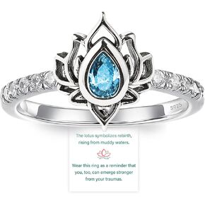 Fuck It And Begin Again Lotus Ring for Women, Lotus Flower High Polish Tarnish Resistant Zircon Inlaid Inspirational Rings, Healing Jewelry Gifts for Sisters Friends