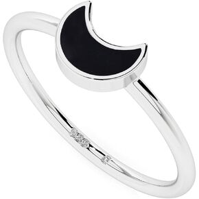 Moon Shape Natural Amethyst Stackable Ring for Women in Sterling Silver, February Birthstone Jewelry Gifts for Her Birthday, Christmas, Anniversary (Bezel Set)