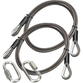 2PCS 59 inch Lift Cables Replacement for Sided Trailer Tailgate Lift Assist Kit with EZ Spring Clips 304 Stainless Steel Vinyl-Coated