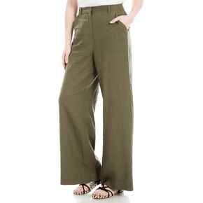 Max Studio Women's Long Flowy Linen Pant, High Waisted, Soft and Comfortable