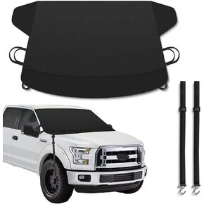 1 PC Car Front and Rear Windshield Snow Shield, Thickened Car Oxford Cloth Snow and Sunshade All-in-one Cover, Waterproof and Durable Windshield Cover, Universal for Most Cars (Black #1)