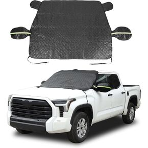 غطاء ثلجي للزجاج الأمامي مناسب لسيارة Toyota Tundra 2022-2023، غطاء الزجاج الأمامي الأمامي للثلج والثلج، غطاء جليدي للزجاج الأمامي يحمي من المطر والشمس والصقيع (أسود)