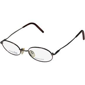 Marcolin Village 6715 Mens/Womens Designer Full-Rim Spring Hinges Stainless Steel Optical Eyeglasses/Eyewear/Eyeglass Frame (47-18-130, Gunmetal/Brown)