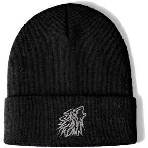 Wolf Beanie Hat Gifts for Men Women Cool Wolf Embroidery Themed Gifts for Wolf Lovers Unique Stuffed Animal Wolf Accessories