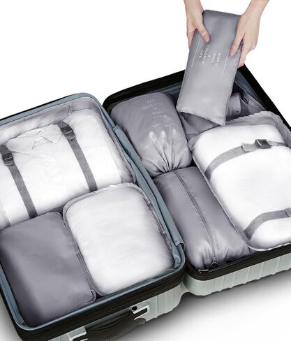 GRANNY SAYS 8 Set Beige Packing Cubes for Carry on Suitcase, Travel Bags Organizer for Luggage, Suitcase Organizer Bags Set, Travel Packing Cubes Luggage Organizer, Travel Essentials Travel Bag in Saudi Arabia