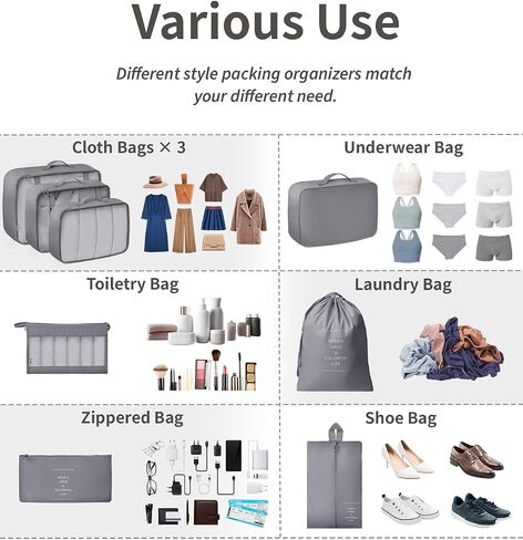 GRANNY SAYS 8 Set Beige Packing Cubes for Carry on Suitcase, Travel Bags Organizer for Luggage, Suitcase Organizer Bags Set, Travel Packing Cubes Luggage Organizer, Travel Essentials Travel Bag in Saudi Arabia