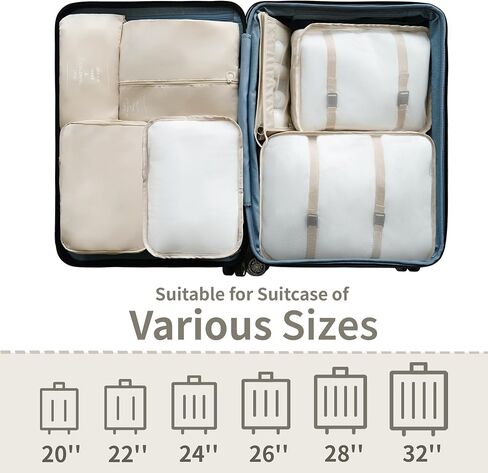 GRANNY SAYS 8 Set Beige Packing Cubes for Carry on Suitcase, Travel Bags Organizer for Luggage, Suitcase Organizer Bags Set, Travel Packing Cubes Luggage Organizer, Travel Essentials Travel Bag in Saudi Arabia