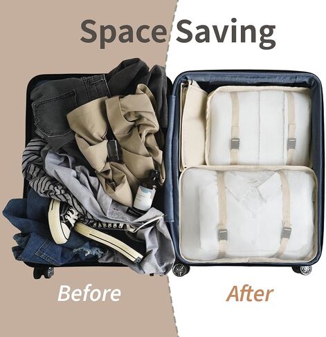 GRANNY SAYS 8 Set Beige Packing Cubes for Carry on Suitcase, Travel Bags Organizer for Luggage, Suitcase Organizer Bags Set, Travel Packing Cubes Luggage Organizer, Travel Essentials Travel Bag in Saudi Arabia
