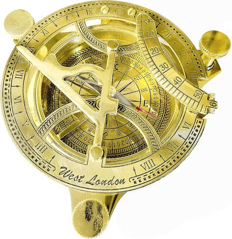 5-inch West London Brass Sundial Compass - Handmade Nautical Antique Maritime Vintage Reproduction Item, Rustic Décor & Collectible Item( Golden ) in Saudi Arabia