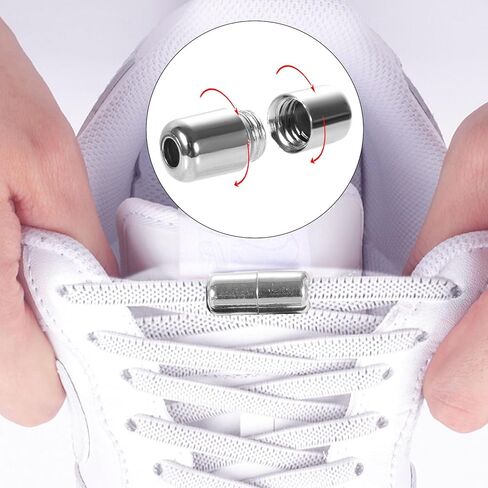 4 أزواج من أربطة الأحذية بدون أربطة، أربطة أحذية مرنة بيضاء مقاس 1/4 بوصة مع قفل أربطة للأحذية الرياضية، أربطة أحذية قابلة للتمدد بدون أربطة للأطفال والبالغين in Kuwait