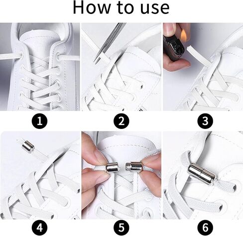 4 أزواج من أربطة الأحذية بدون أربطة، أربطة أحذية مرنة بيضاء مقاس 1/4 بوصة مع قفل أربطة للأحذية الرياضية، أربطة أحذية قابلة للتمدد بدون أربطة للأطفال والبالغين in Kuwait