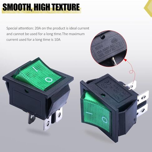 Twidec/2Pcs Rocker Switch 4 Pins 2 Position ON/Off AC 10A/125V 6A/250V DPST Car Boat Black KCD4 Rocker Switch Toggle KCD2-201 in Saudi Arabia