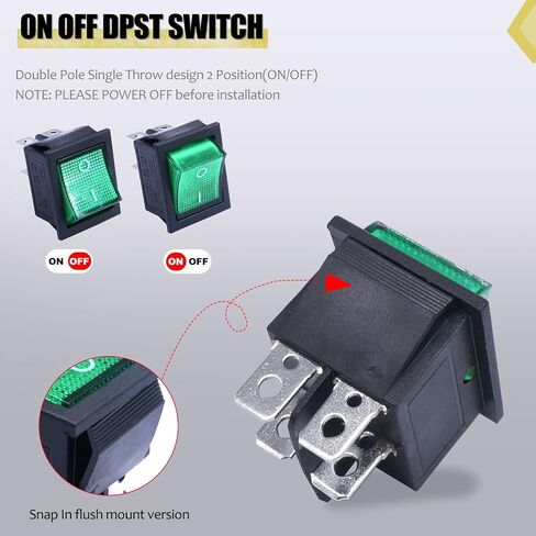 Twidec/2Pcs Rocker Switch 4 Pins 2 Position ON/Off AC 10A/125V 6A/250V DPST Car Boat Black KCD4 Rocker Switch Toggle KCD2-201 in Saudi Arabia