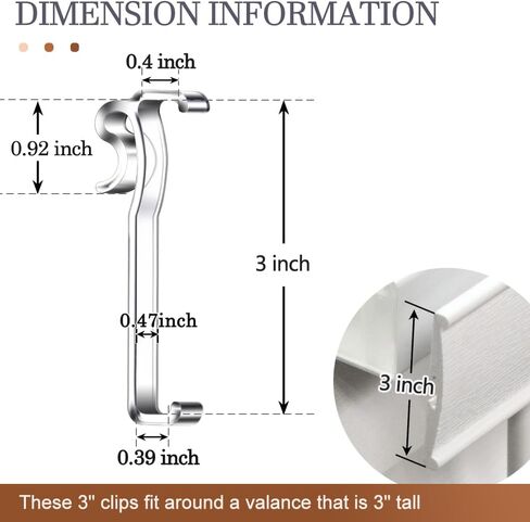 Valance Clips for Blinds, 3 Inch Valance Clips, Clear Plastic Valance Clips, Hidden Valance Clips for Horizontal Blind Valance (12 PCS) in Saudi Arabia