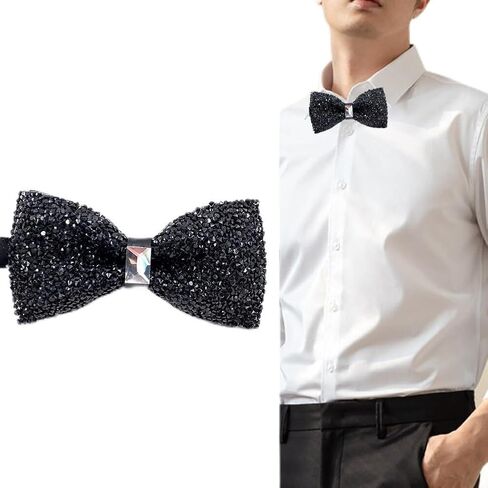 VASANA Rhinestone Bow Ties Glitter Bow Tie Mens Pre-tied Ties with Adjustable Strap Buckle for Wedding Party Banquet Christma in Saudi Arabia