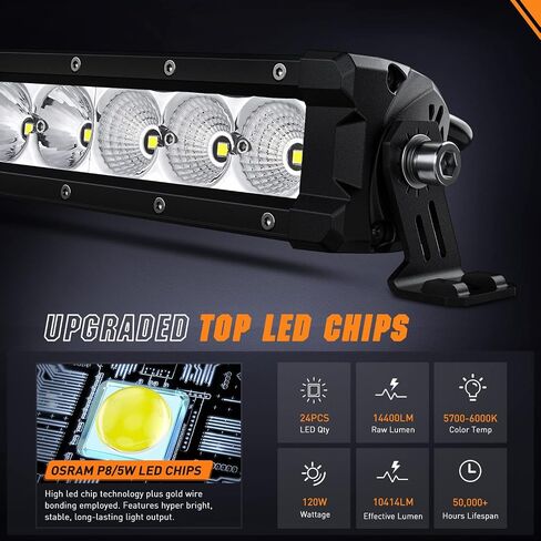 Nilight Curved Led Light Bar 42 Inch 165W Flood Spot Combo Beam 16500LM P8/5W Chips Offroad Single Row Slim Lights IP68 LED Driving Lights for UTV Truck RZR SUV ATV Boat, 5 Years Warranty in Saudi Arabia